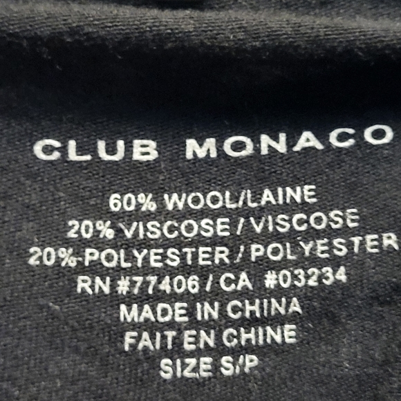 Club Monaco Women's Black Wool Blend Turtleneck - Size S/P - Picture 3 of 3